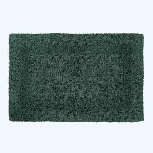 Image of HOMESCAPES Bath Mat, Luxury 1600gsm Extra Soft 100% Cotton, Reversible Bathroom Mats Non-Slip, Washable, Super Absorbent, Quick-Dry, Forest Green Bathroom Rug, 50 x 80 cm