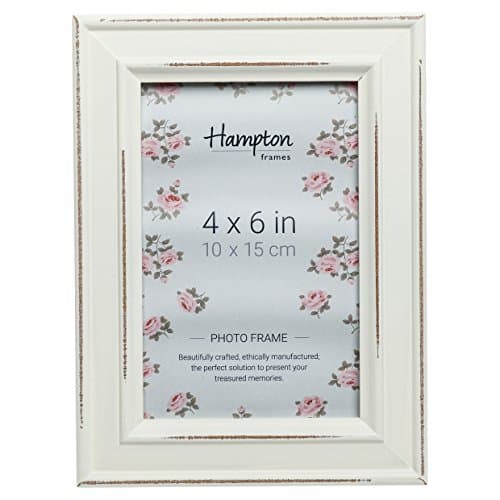 Image of Hampton Frames PALOMA Distressed Shabby Chic Picture Photo Frame White 4x6 (10x15cm) PAL301946W