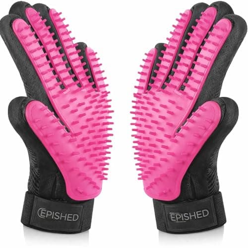 Image of Epished Pet Grooming Glove – Deshedding Hair Remover Brush for Dogs Cats Rabbits & Horses | Five Finger Gentle Grooming Mitt for Loose Fur Removal & Massage