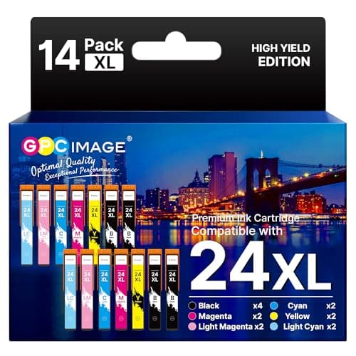 Image of GPC Image 14-Pack 24XL Ink Cartridges Compatible for Epson 24XL Ink Cartridges for Epson Expression Photo XP-760 XP-970 XP-55 XP-950 XP-860 XP-960 XP-750 XP-850 Printer (4BK/2C/2M/2Y/2LC/2LM)