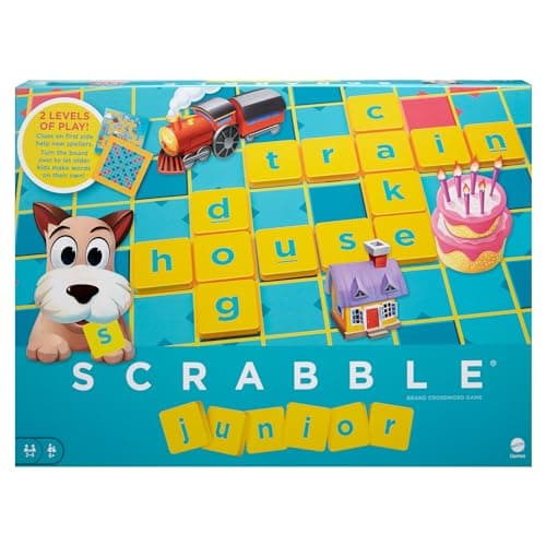 Image of Mattel Games Scrabble Junior, Kids Crossword Board Game, English Version, Family Board Game for Kids, Word Game for Kids, 2 to 4 Players, Ages 6 to 10, Y9667