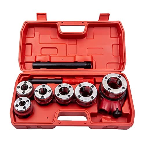 Image of maXpeedingrods BSPT Ratchet Pipe Threader Kit, Manual Ratcheting Pipe Threading Tool Die Bar Head Handle Tool Kit 3/4'' Threading 6 Dies
