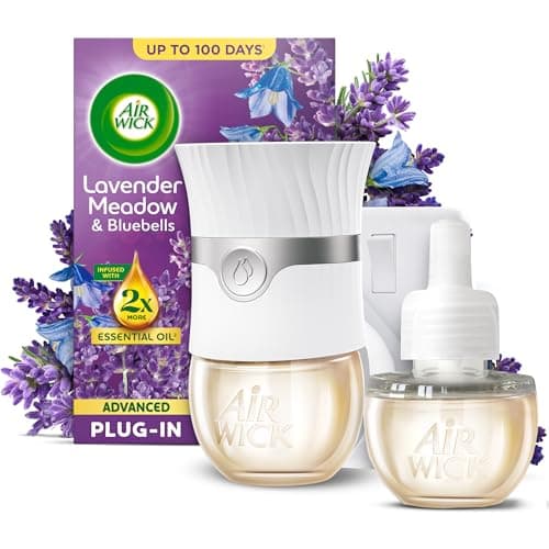 Image of Air Wick Lavender Meadow & Bluebells Advanced Electrical Plug-In Kit 19ml, Lasts for up to 100 days, Air Freshener