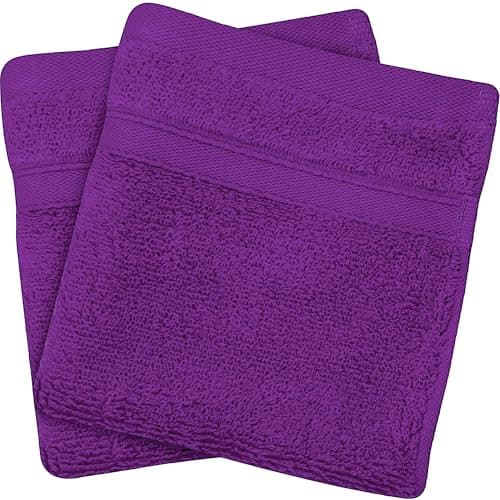 Image of Towelogy® Luxury Flannel Face Cloth | Ultra Soft 100% Cotton Face Towels | 33x33cm (Purple, 2 Pack)