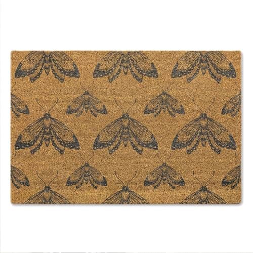 Image of A1 Graphics Ltd Moth Pattern Brush Door Mat Front Doormat First Home Couple's Gift Gothic Doormat Spooky Gift Halloween