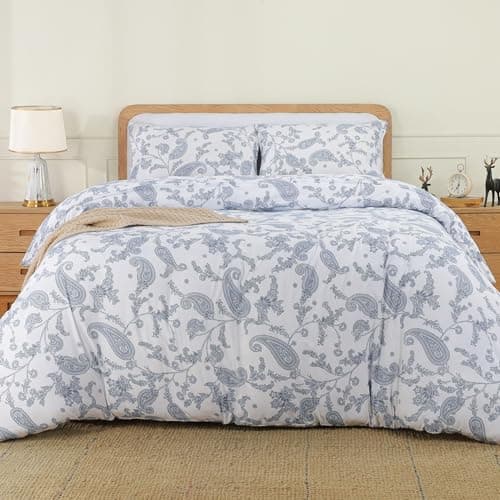 Image of Utopia Bedding Double Paisley Navy Print Duvet Cover Set - Soft Microfibre Polyester - Bedding Quilt Cover Set