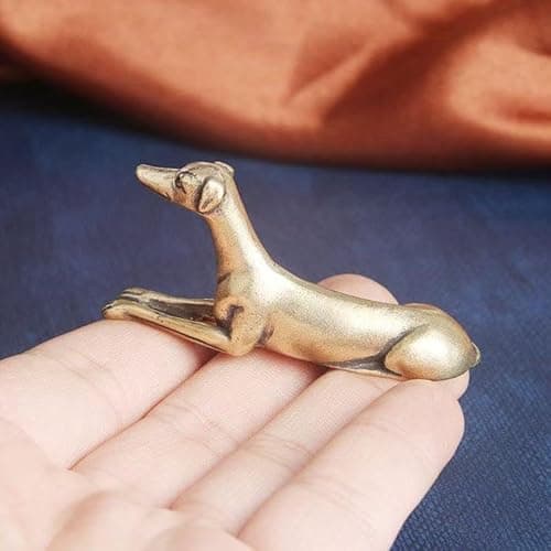 Image of CHOVY Vintage Solid Brass Miniature - Delicate Greyhound Desk Ornament for Pet Enthusiasts - Exquisite Collectible and Home Décor Accent(Greyhound)