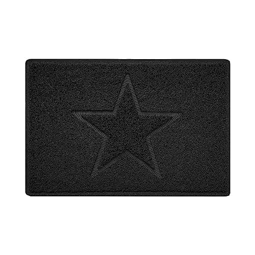 Image of Nicoman Star Shape Embossed Entrance Door Mat Non Slip Dirt Trapper PVC Spaghetti Mat with Rubber Base, Jet Washable Quick Drying Doormat Drainage Outdoor Use Only - (Small, Black, 60 x 40cm)