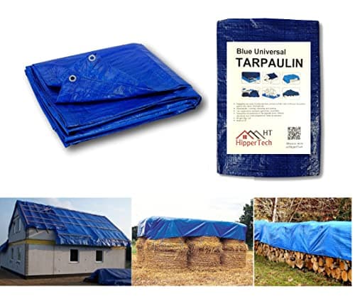 Image of HipperTech® Blue Waterproof Tarpaulin - Tarp Sheet Cover -Woven Polyethylene and Laminated 4m x 6m = 24m² (13ft x 19.5ft = 252sq ft) - 60 GSM - Weight