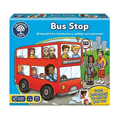Image of Orchard Toys Bus Stop Game, Educational Addition and Subtraction Maths Game, Teacher Tested, Perfect for Children Aged 4-8, Educational Toy Game