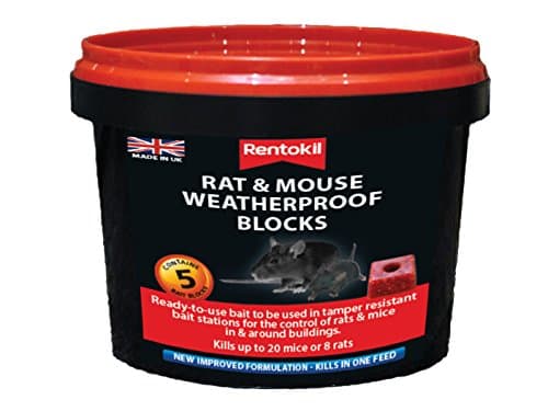 Image of Rentokil PSMR41 Rat and Mouse Weatherproof Blocks, Black, 10 x 10 x 8 cm