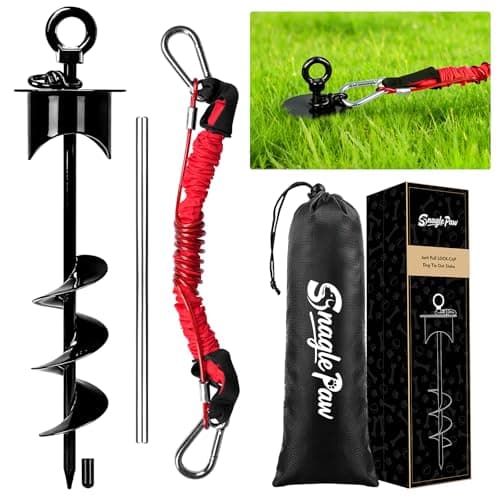 Image of Snagle Paw Lok-Cap Dog Stake,Pet Anchor Spike for Yard, Extra Stabile Dog Ground Anchor with Buffer Rope for Camping,No Bending Tether or Pulling out for Small to Large Dog Support up to 260LBS