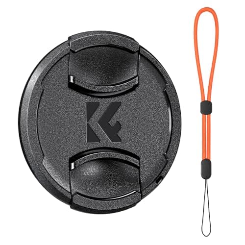 Image of K&F Concept Lens Cap Cover, 2-in-1 Center Pinch Lens Cover + Anti-Loss Keeper Leash Center Snap-on Lens Cap Kits Compatible with All Camera Lenses (58MM)