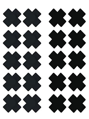 Image of 10 Pack Disposable X, Plus Sign, Cross Adhesive Satin Nipple Cover Pasties Stickers - Black - One Size Fits Most