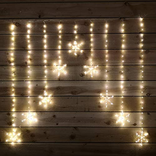 Image of Premier 1.2x1.2M Pin Wire Curtain Snowflake Light with 303 Warm White LEDs