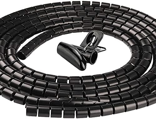 Image of Cable Tidy Sleeves, Cable Management Wire, Flexible Spiral Cable Cover Protector Organiser for PC TV Computer Printer Cables etc for Home and Office, ∅13mm 5.6ft 67'' (1.7m Cable Tidy Kit, Black)