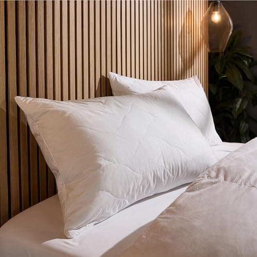 Image of Snuggledown Luxury Cotton Quilted Pillows 2 Pack - Hotel Quality UK-Made Bouncy Back & Side Sleeper Pillow for Neck & Shoulder Pain Relief - Soft & Comfortable, Non-Allergenic, Washable (48 x 74cm)
