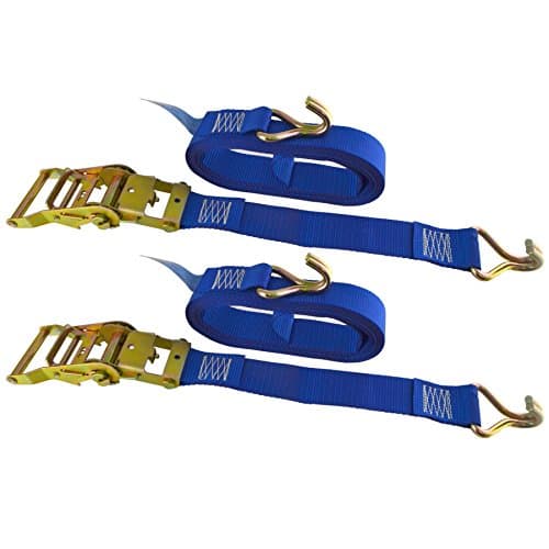 Image of Blue Ratchet Strap Tie Down Trailer 5m Hook Cargo Strap 750kg Lashing x 2 (Pair)