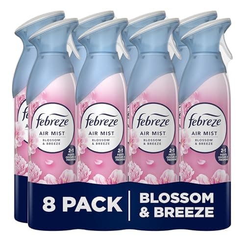 Image of Febreze Air Freshener for Room Spray & Bathroom, Blossom & Breeze, 185ML x 8 Packs, Air Fresheners for Home