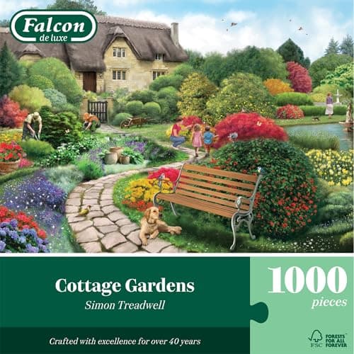 Image of Falcon Cottage Gardens - 1000 Piece Jigsaw Puzzle for Adults - Beautifully Illustrated 1000Pc Adults Jigsaw Puzzle - Fun Activity for Home, Puzzles for Rainy Days, Birthday Jumbo