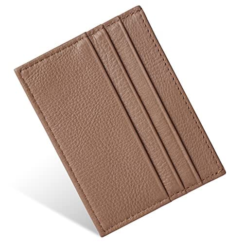 Image of URAQT Credit Card Holder Wallet, RFID Blocking Leather Ultra Slim Wallet, Thin Minimalist Credit Card Case Card Protector, Front Pocket Wallets for Men, Women - 6 Card Slots and 1 Pockets (Brown)