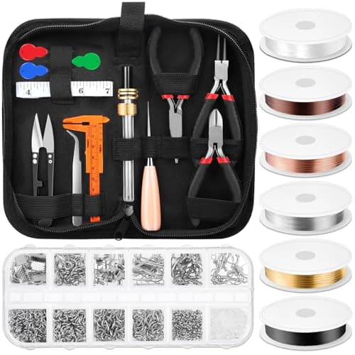 Image of Thrilez Jewelry Making Tools Set With Craft Ring Wire, Pliers, Supplies for Bracelets, Earrings, DIY Handmade & Repair