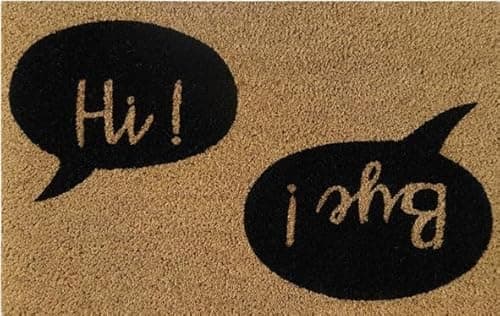 Image of AP Supplies Doormat 60cm x 40cm - 'Hi! Bye!' - Durable, Non-Slip, Eco-Friendly, Absorbent Coir Mat for Indoor/Outdoor