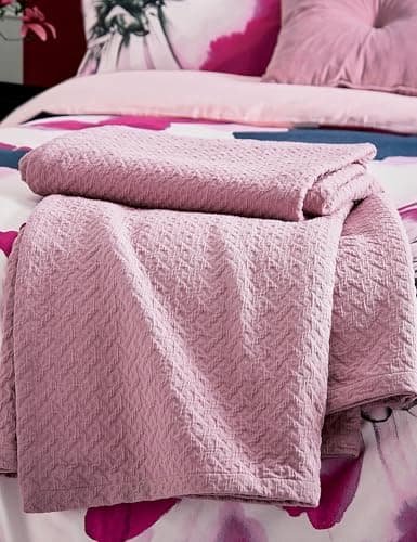 Image of Ted Baker Diagonal T Matelasse Throw Pink