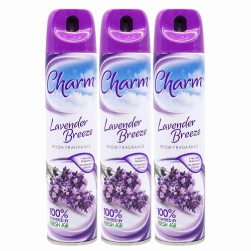 Image of Charm Lavender Breeze Air Freshener Spray 240ml x 3 – Long Lasting Odour Eliminator, Relaxing Floral Scent for Home & Bathroom Room Freshenerwith Welari Thank You Card | (3 Pack)