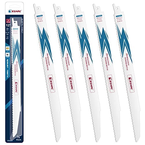 Image of EZARC Reciprocating Saw Blade Bi-Metal Cobalt Sabre Saw Blades for Wood and Metal Demolition 300mm 8+10TPI R1230DM (5-Pack)