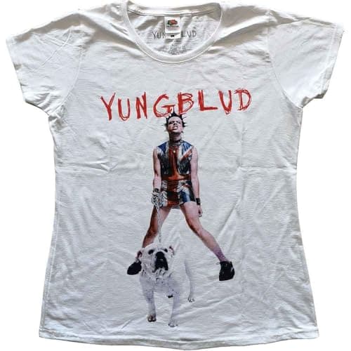 Image of Yungblud T Shirt Strawberry Lipstick Logo Official Womens Skinny Fit White XS