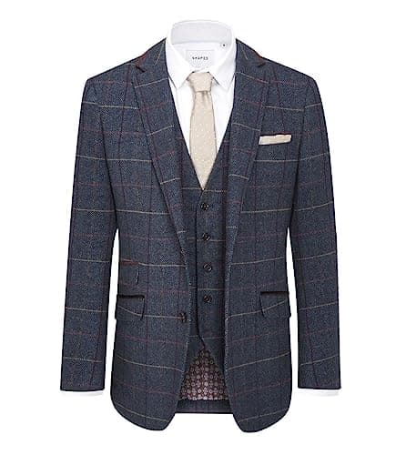 Image of Skopes Men's Doyle Wool Blend Check Jacket in Navy 40S