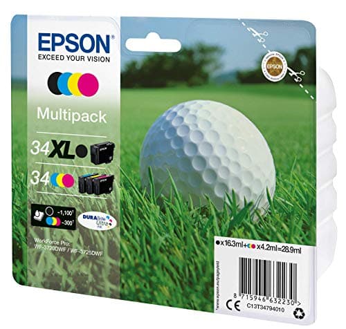 Image of Epson Golfball T3479 Original Multipack Inkjet Pigment Ink Cartridges (Black, Cyan, Magenta, Yellow)