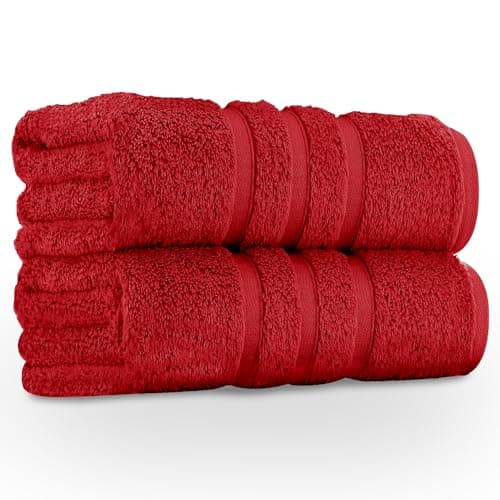 Image of GC GAVENO CAVAILIA 550 GSM Hand Towels - Pack of 2 - Egyptian Cotton Towel - Highly Absorbent & Quick Dry Bathroom Towels Sets - Washable Spa Saloon Gym Towel, Red