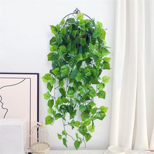 Image of KASESSS Fake Plants Trailing, 110cm Hanging Artificial Plants Indoor, Fake Vines Hanging Plant, Fake Ivy Leaves Decoration, Artificial Hanging Plants for Home Indoor Room Outdoor Wedding Wall Office