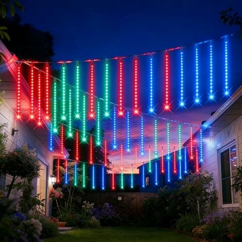 Image of Aartner LED Solar Falling Christmas Lights, 40CM 8 Tubes Meteor Shower Rain Lighting, Waterproof Christmas Lights for Xmas Tree Wedding Decoration