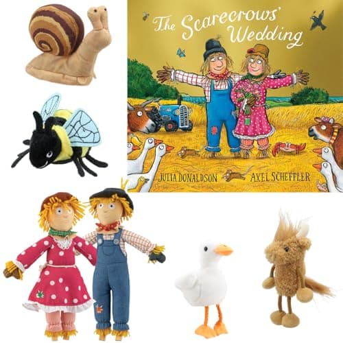 Image of The Scarecrow’s Wedding Book & Finger Puppet Set by The Puppet Company - Includes Beloved Story by Julia Donaldson & Axel Scheffler - Perfect for Storytime, Bedtime Reading & Imaginative Play