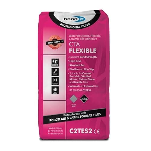 Image of Bond It CTA Flexible Tile Adhesive Grey Cement Ceramic Floor Wall Non Slip 20kg 20 kilograms Paper Sacks Gray Powder Grey Powder Water Resistant Non‐slip