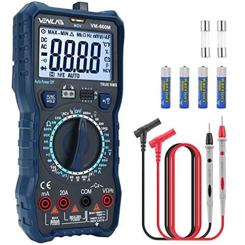 Image of VENLAB Digital Multimeter, TRMS 6000 Counts Manual Range, DC AC Volt Ohm Circuit Tester for Voltage, Current, Resistance, Diodes Continuity, Capacitance, Frequency, NCV, Continuity