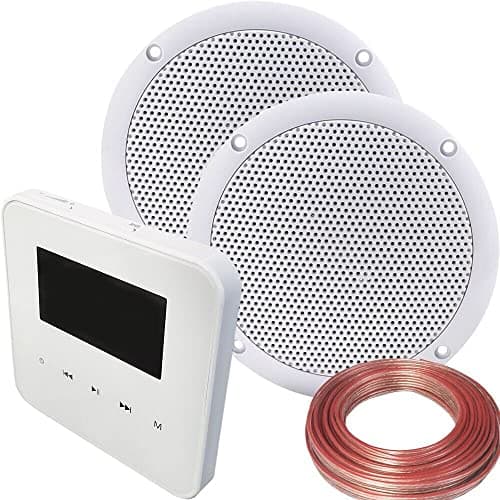 Image of Loops 100W Speaker System - Bluetooth In-Wall Mounted Amplifier - 2x 80W Moisture Resistant Stereo Bathroom Ceiling Speaker Kit - Wireless Music Streaming Amp