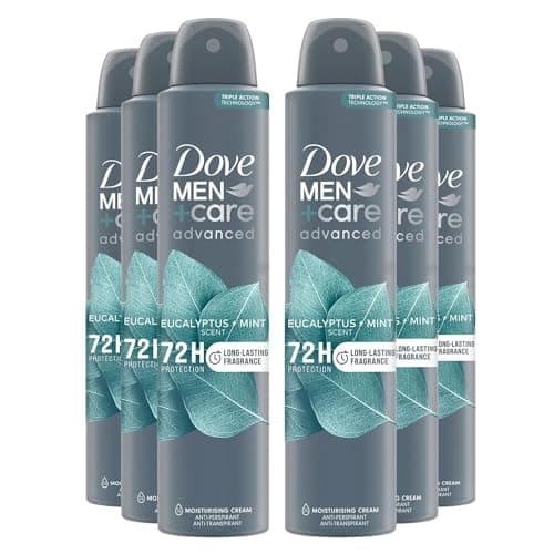 Image of Dove Men+Care Anti-Perspirant Advanced 72 Hours Sweat and Odour Protection with Long Lasting Fragrance of Eucalyptus + Mint Deodorant Spray for Men, 200ml Pack of 6