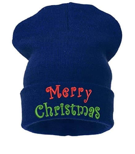 Image of 4sold xmas hats Merry Christmas hat beanie hat womens mens beanie (Merry Christmas Navy Blue)