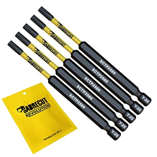 Image of 5 x SabreCut SCTP2589_5 89mm T25 TX25 Torx Tamper Proof Security Magnetic Impact Screwdriver Driver Bits Set Heavy Duty