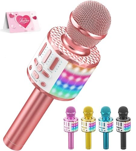 Image of Wireless Microphone with Lights, Karaoke Bluetooth Microphone for Kids Adults, Portable Toy Karaoke Mic Speaker Machine, Home KTV Player Support Phone/Pad/TV for Party Singing, Boys Girls Best Gifts