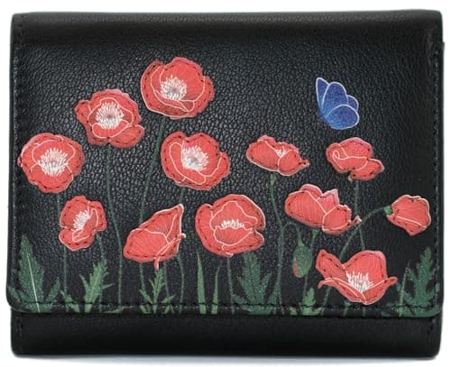 Image of Mala Leather Poppy Collection Small Leather Tri Fold Purse RFID Blocking 3670_25 Black