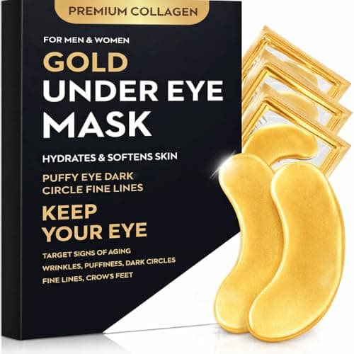 Image of 24K Gold Collagen Crystal Eye Masks (10 Pairs) – Anti-Aging Under Eye Patches for Dark Circles, Puffiness & Wrinkles – Hydrating Gel Eye Pads for Firming & Brightening Skin