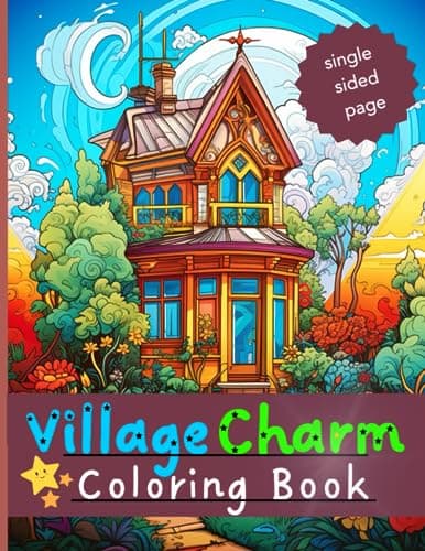 Image of Village Charm Coloring Book :: creative haven village charm, Coloring Journey for Adults and Seniors, single sided pages Featuring Village Charm Scenes