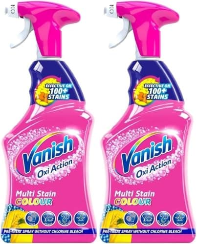 Image of Vanish Oxi Action Pre-Treat For Tough Stains, Fabric Stain Remover Spray, Effective On 100+ Stains, Chlorine Bleach Free Formula, Safe on Everyday Fabrics, 500 ml, Pack of 2