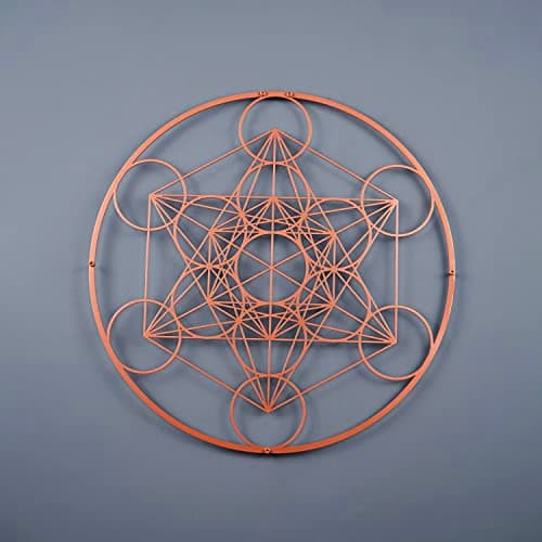 Image of Colorfull Worlds Metatron Cube Metal Wall Art, Sacred Geometry Wall Decor, Modern Home and Office Wall Decor Gift for New Year, Christmas or Housewarming (36" x 36" | Copper)