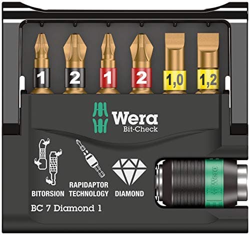 Image of Wera 05073419001 Bit Check 7 Diamond 1 SB Carded Bit Set (7-Piece)